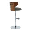 Cosi - Mid-Century Modern Adjustable Barstool With Swivel With Rounded T Footrest (Set of 2) - Chrome / Walnut / Charcoal - Image 3