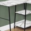 Computer Desk, Home Office, Corner, Storage Shelves, L-Shape, Work, Laptop, Marble Look Laminate, Contemporary, Modern - White - Image 2