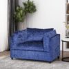 Modern Club Chair With Textured Upholstery And Pillow Accents - Navy Blue - Image 4