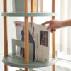 Storage Shelf, 360° Rotating Bookshelf, 4 Tier Bookcase With Large-Capacity Storage Space, Multifunctional Storage Rack, Compact Design For Living Room - Natural - Image 4