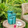 Decorative Ceramic Water Fountain With 3 Tier Design, Indoor Outdoor Tabletop Fountain - Antique Blue - Image 6
