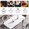 70.87" Modern Artificial Stone Curved Black Metal Leg Dining Table, Can Accommodate 6-8 People - White / Black - Image 10