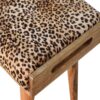 Leopard Velvet Tray Style Footstool - Brown Oak - Image 7