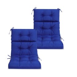 2 Piece High Back Patio Chair Cushion Set, Tufted Adirondack And Rocking Chair Cushions For Garden, Porch Or Office Use - Blue