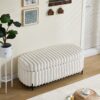 Faux Fur Flip Top Storage Bench With Metal Legs, Wide, Bed End Stool Foot Rest - Beige - Image 3