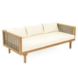 Claremont - 3 Seater Daybed With Rattan Arms - Beige