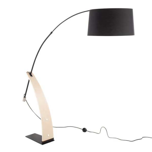 Robyn - Mid-Century Modern Floor Lamp - Natural / Black