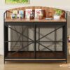 Heavy Duty Large Dog Crate Furniture For Large Medium Dog, Farmhouse Wooden Dog Kennel Indoor End Table, Decorative Pet House For Large Dogs - Brown - Image 3