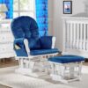 Mason - Glider And Ottoman White Wood - Navy Fabric - Image 4