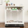 Wooden Dog Crate Furniture With Divider And Storage - White - Image 5