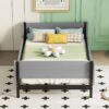 Twin Bed With Headboard, Footboard, Safeguards, Built-In Bed-End Book Storage Rack - Gray - Image 23