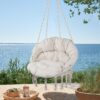 Macrame Hanging Hammock Chair With Cushion, Cotton Rope Swing For Indoor And Outdoor Use, 330 Lbs Capacity - Beige - Image 4