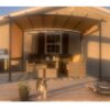 12 X 9 Ft Outdoor Patio Pergola Gazebo Steel Frame Sun Shelter With Retractable Canopy & - Beige / Brown - Image 12
