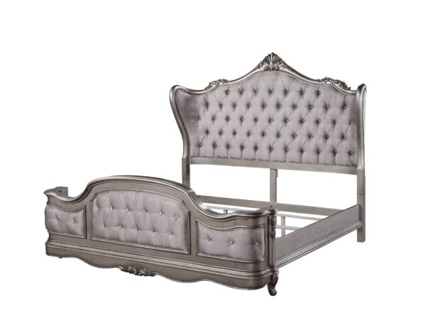 Ariadne - Eastern King Velvet Bed - Antique Silver