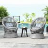 Modern Swivel Wicker Lounge Chair Set With Rattan And Iron Frame, Stylish Round Design For Indoor Or Outdoor Relaxation - Silver Gray - Image 15