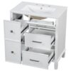 Bathroom Vanity With Ceramic Sink, Flip Out Drawer Design For Plumbing, Soft Close Drawers - White - Image 17