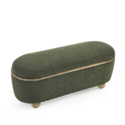 Modern Storage Ottoman Bench Upholstered Seating With Storage - Dark Green