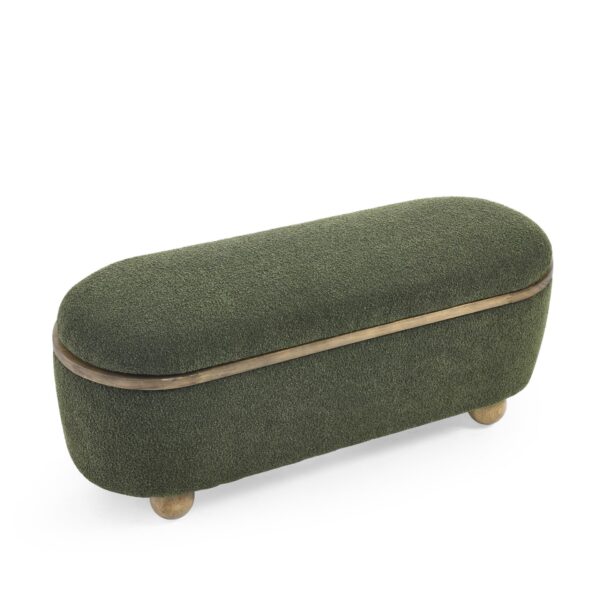 Modern Storage Ottoman Bench Upholstered Seating With Storage - Dark Green