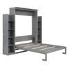 Full Size Murphy Wall Bed With Shelves And LED Lights - Gray - Image 3