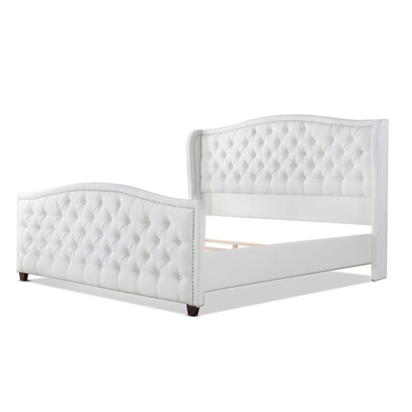 Marcella - King Upholstered Shelter Headboard Bed Set - Bright White