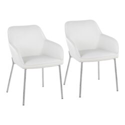 Daniella - Contemporary Dining Chair (Set of 2) - Chrome / White