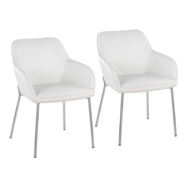 Daniella - Contemporary Dining Chair (Set of 2) - Chrome / White