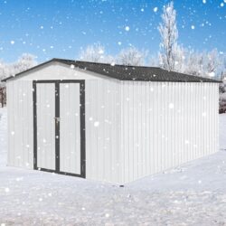 10'x12' Garden Sheds Outdoor Storage Sheds - White / Gray