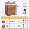 Laundry Hamper With Lid PE Rattan Powder Coating Frame Clothes Hampers With 2 Removable Bags, 100L - Brown - Image 12