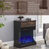 25" Stand Side Table With 3-Sided Glass Electric Fireplace - Antique Black - Image 3