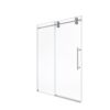Frameless Single Sliding Shower Door With Bypass Design Clear Tempered Glass - Brushed Nickel - Image 13