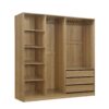 Doorless Storage Wardrobe For Dedroom With Shelves And 3 Drawers - Nature - Image 4