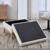 Upholstered Storage Ottoman With Reversible Lid Coffee Table, Foot Stool Square Footrest With Rubberwood Legs For Living Room Bedroom Entryway And Office - Ivory - Image 7
