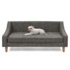 Durable Elevated Dog Sofa Bed With Modern Irregular Armrest Design Comfortable Soft Pet Sofa Dark - Dark Gray - Image 8