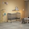 Crib 3 In 1 Convertible, Made Of Sustainable Pinewood, Non Toxic Finish, Comes With Locking Wheels, Wooden Nursery Furniture - Storm Gray - Image 5