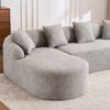 Compression Sofa: Combining Chaise Longue With 3 Seater, Wood Grain Chenille Fabric, Full Sponge Compression Sofa, Combined Sofa With 4 Pillows For Living / Home Furniture / Apartment - Gray - Image 36