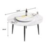 59.05" Modern Artificial Stone Round Metal Dining Table, Can Accommodate 6 People Artificial Stone Turntable - White / Black - Image 10