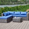 Luxurious Comfort Patio Sofa With Cushions - Blue / Gray - Image 9