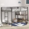 Adam - Junior Twin Loft Bunk Bed With Cinnamon Wood Shelf - Black - Image 8