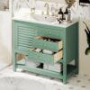 Bathroom Vanity With Undermount Sink, Free Standing Vanity Set With 2 Drawers & Soft Closing Doors, Bathroom Storage Cabinet With Feet - Green - Image 3