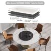 59.05" Modern Artificial Stone Round Carbon Steel Base Dining Table, Black Artificial Stone Turntable - White - Image 4