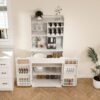 Modern Farmhouse Buffet Cabinet With Hutch Kitchen Storage Sideboard With Drawers & Barn Doors - White - Image 3