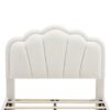 Twin Size Upholstered Flower-Shape Bed, Elegant Flowers Headboard With LED Light Strip, Sherpa Fabric Platform Bed With Slats Support - White - Image 9