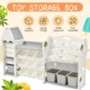 Kids Bookshelf Toy Storage Organizer With 17 Bins And 5 Bookshelves, Multi-Functional Nursery Organizer Kids Furniture Set Toy Storage Cabinet Unit With HDPE SheLF And Bins - Gray - Image 8