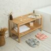 Shoe Bench-Birch, 3 Tier Sturdy Shoe Bench, Storage Shoe Organizer, Holds Up To 300Lbs For Entryway Bedroom Living Room Balcony - Natural Wood - Image 5
