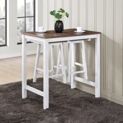 3 Pieces Counter Set Hanging Stool Easy To Clean For Small Space - Antique Dark Oak / Antique White