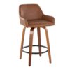 Daniella - Contemporary Fixed Height Counter Stool With Swivel With Round Footrest (Set of 2) - Walnut / Camel - Image 2