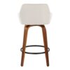 Daniella - Contemporary Fixed Height Counter Stool With Swivel With Round Footrest (Set of 2) - Walnut / Cream - Image 5