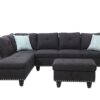 Alger - 98" Wide Left Hand Facing Sofa & Chaise With Ottoman - Charcoal Gray - Image 10