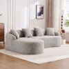 Compression Sofa: Combining Chaise Longue With 3 Seater, Wood Grain Chenille Fabric, Full Sponge Compression Sofa, Combined Sofa With 4 Pillows For Living / Home Furniture / Apartment - Gray - Image 28