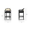 Americana - Mid-Century Modern Cane Back Bar Stool - Jet Black - Image 13